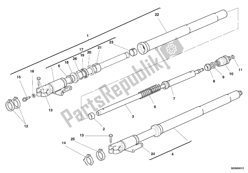 Todas las partes para Tenedor Frontal de Ducati Supersport 900 SS 2000